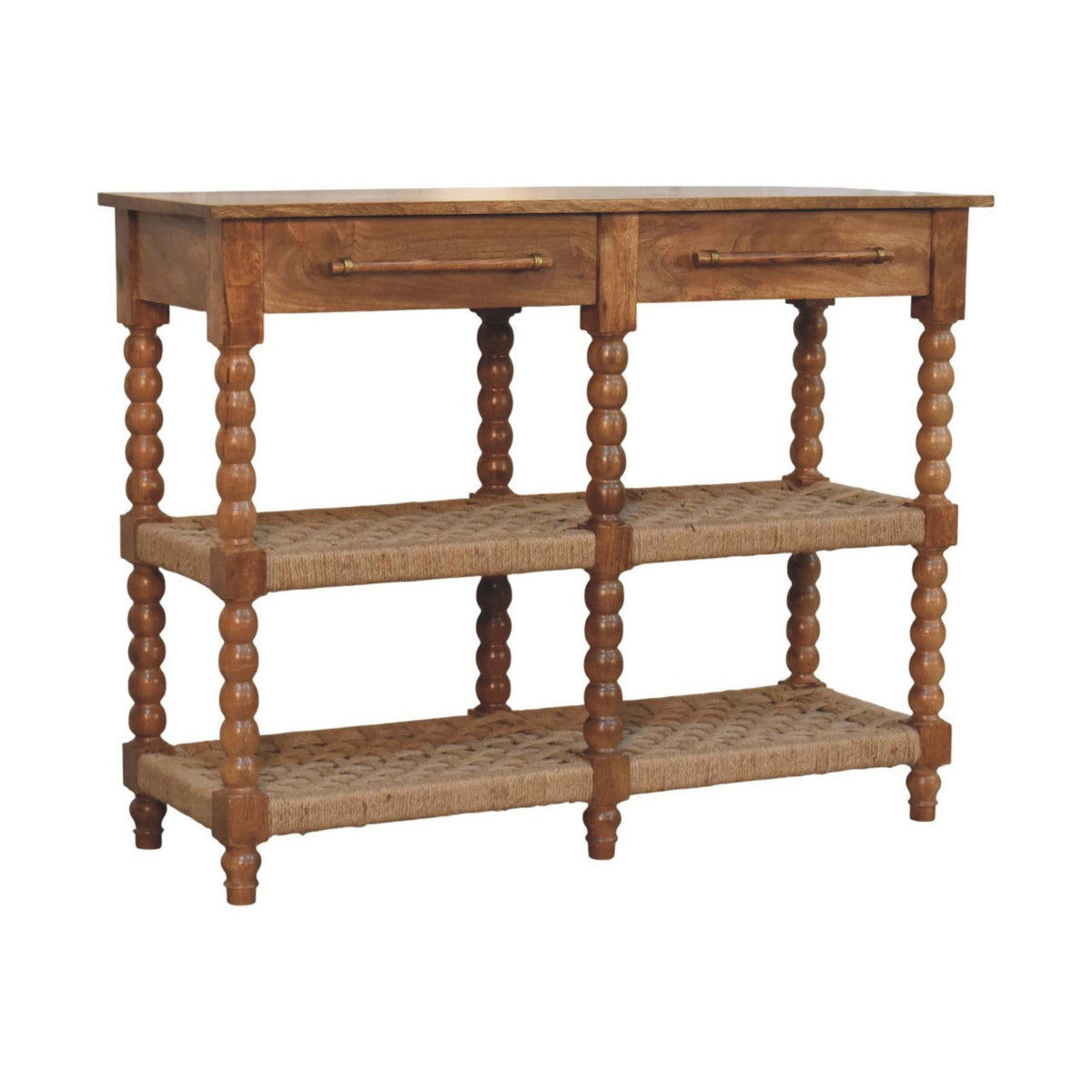 Sporting Estate Spindle & Woven Console Table — Chestnut