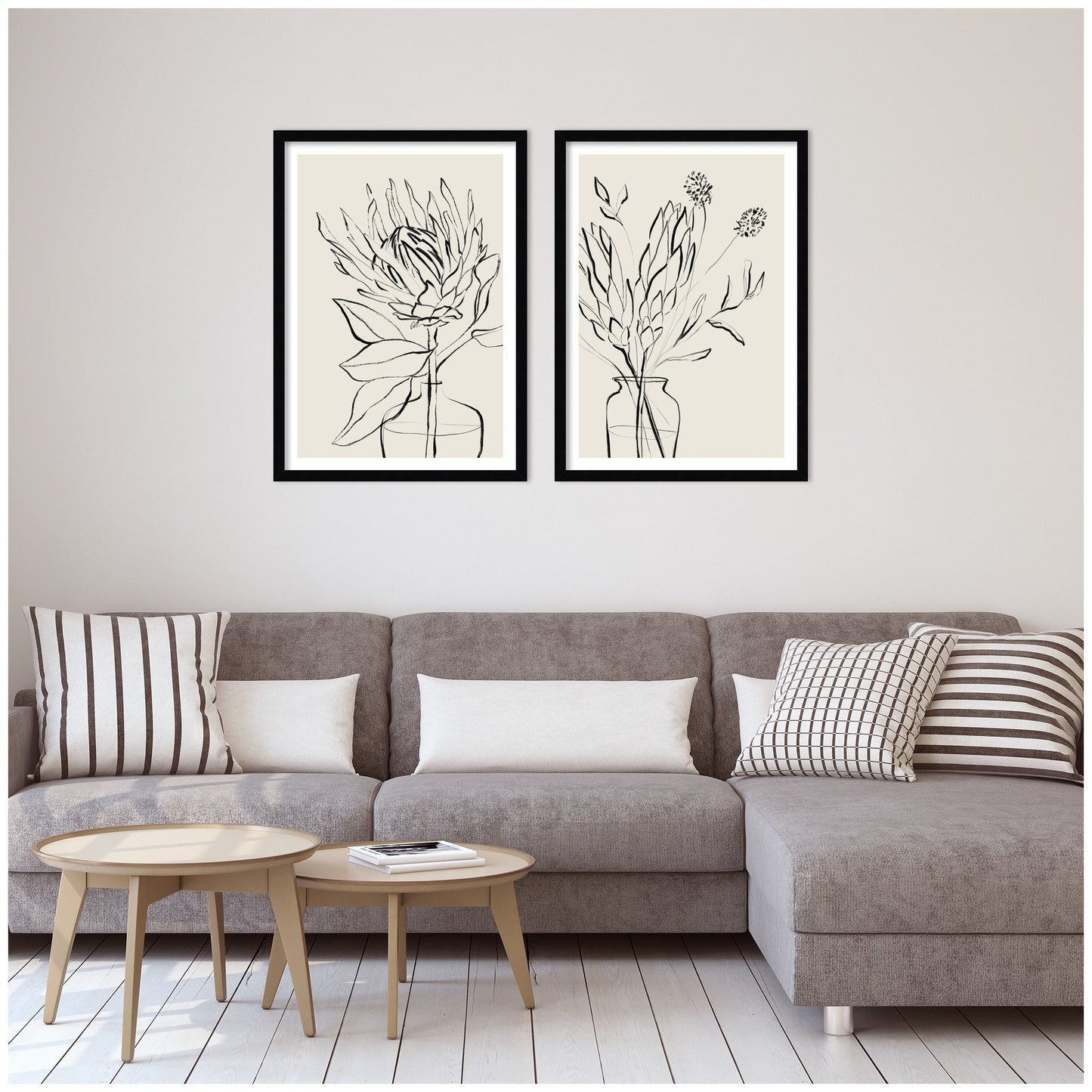SB Protea Sketch No. 1 & No. 2 2 Piece Framed Wall Art Print Set by Sara Berrenson
