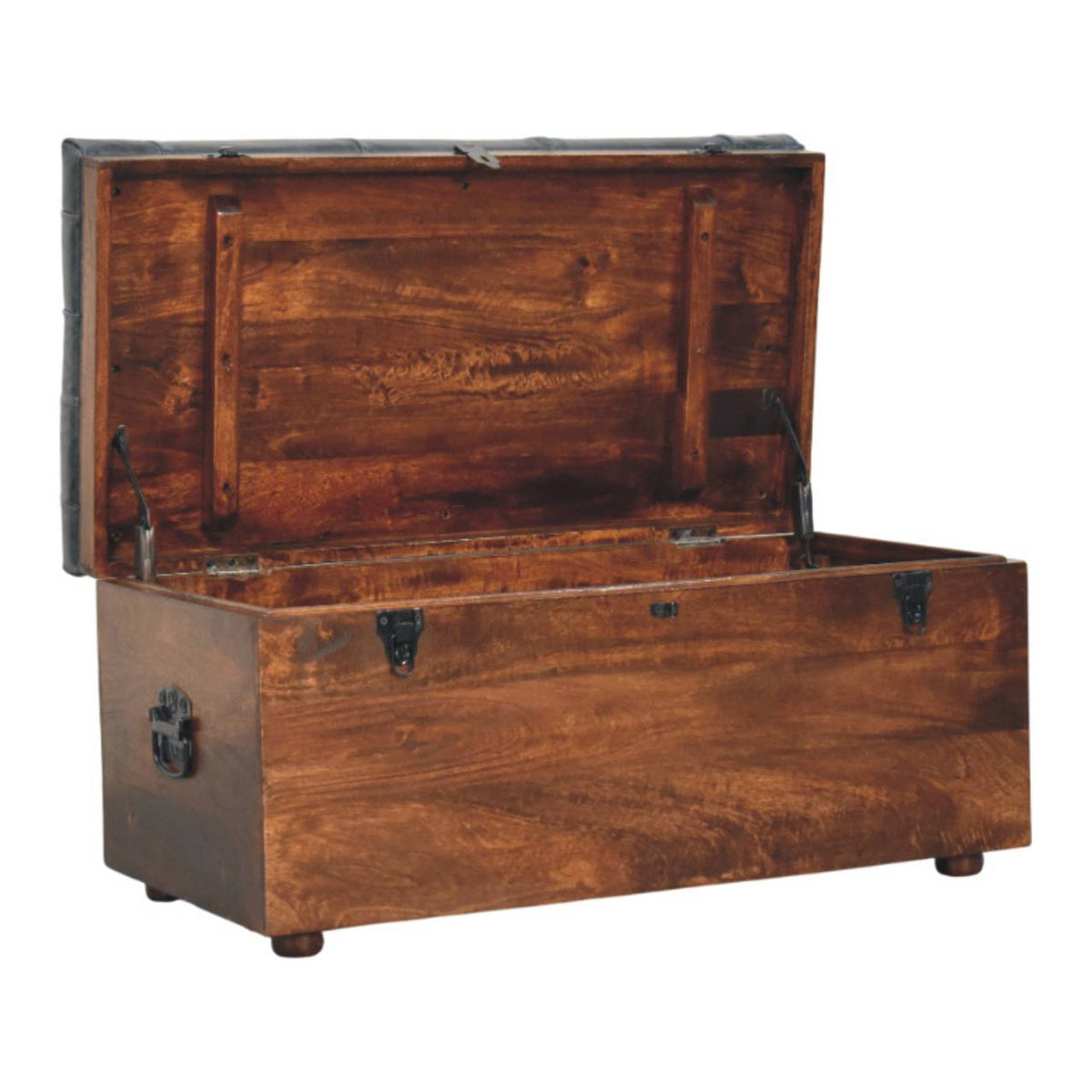 The Bridlewood Tufted Leather Storage Trunk — California Walnut