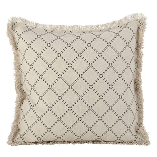 The Haven Diamond Fringe Cotton Pillow — Natural