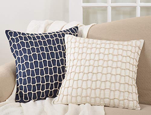 The Mariner’s Rope Appliqué Cotton Pillow — Ivory