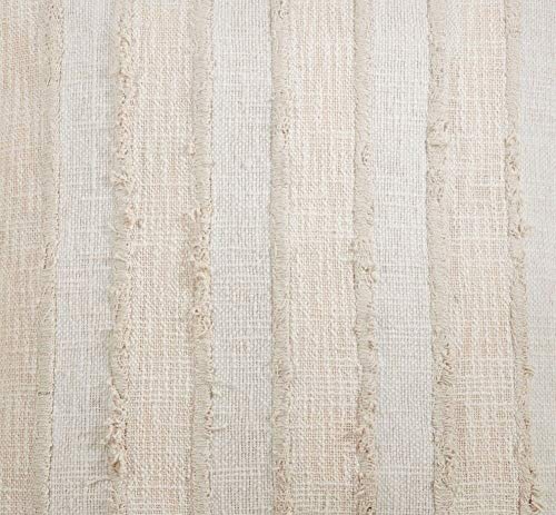 The Cottage Stripe Fringed Cotton Pillow — Ivory