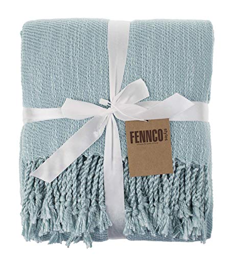 The Seabrook Chambray Woven Fringe Throw Blanket