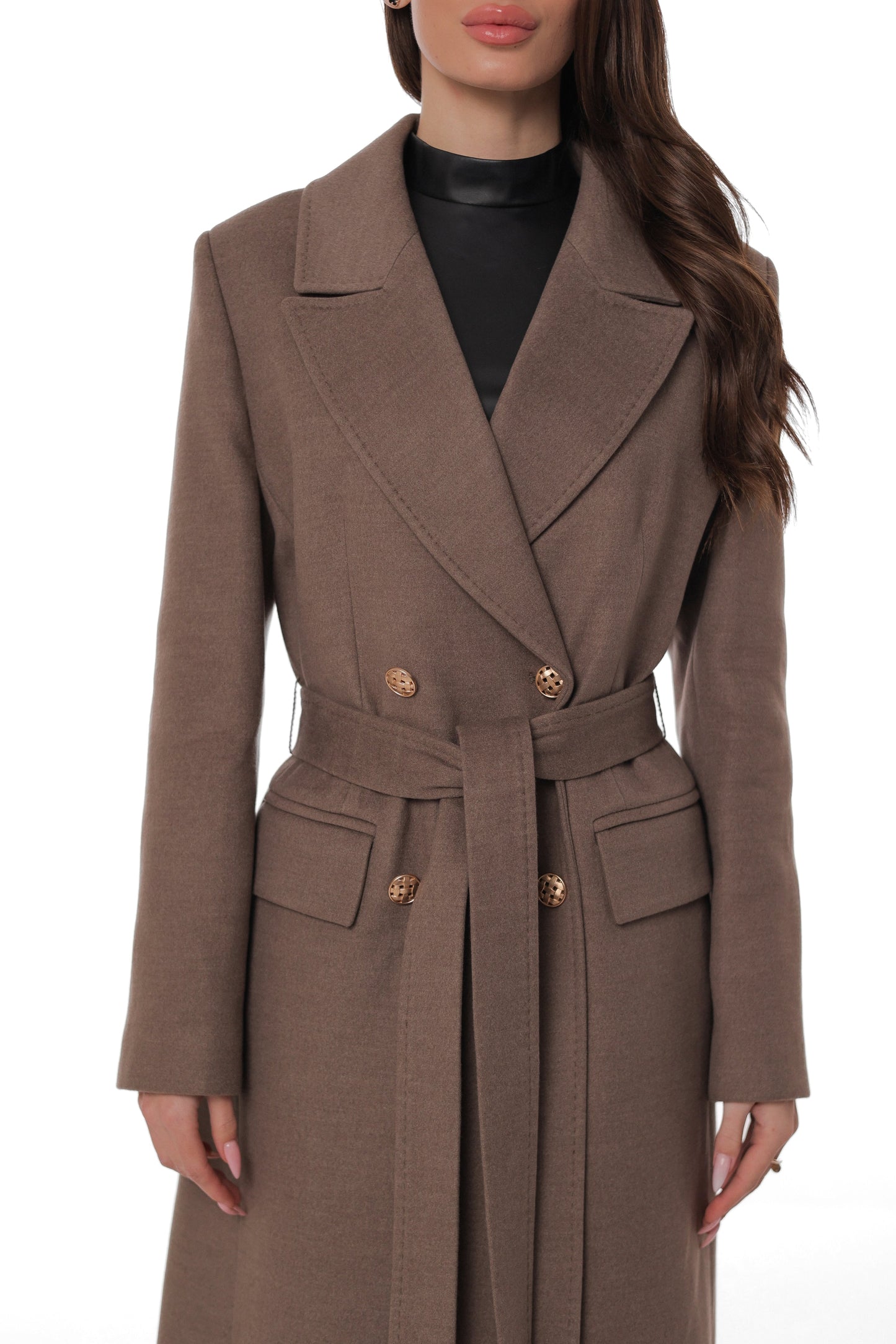 Ellis Tailored Cashmere Wool Coat in Warm Taupe