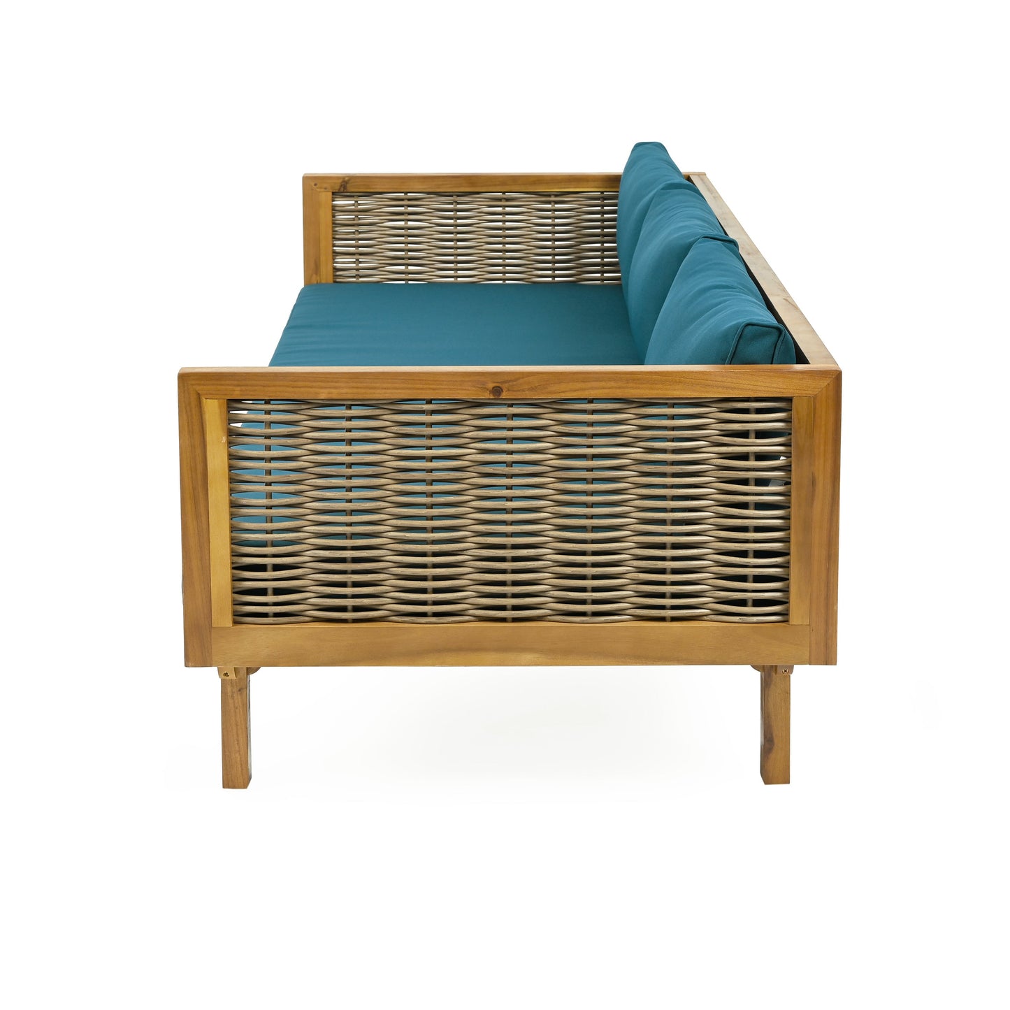 Patio Set Sectional Wicker Dark Teal Cushions Weather Resistant