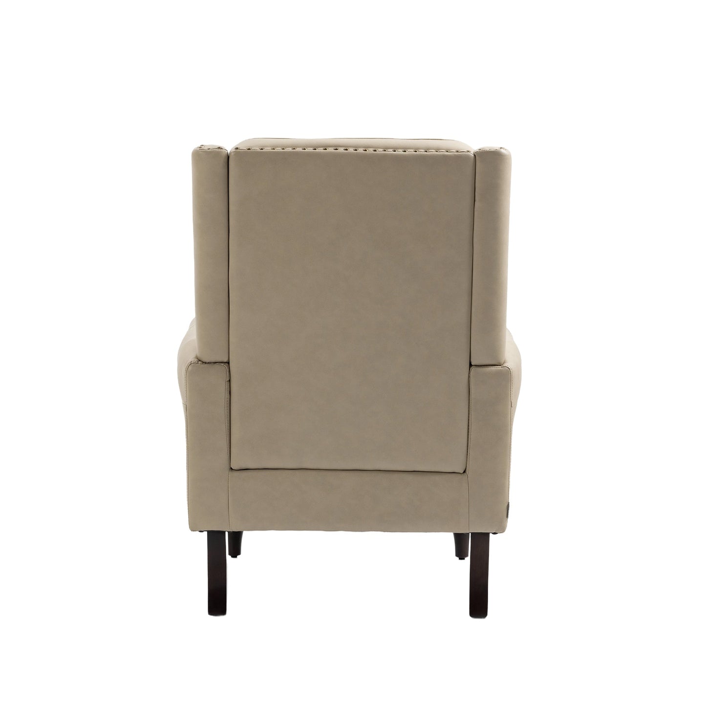Accent Lounge Chair PU Leather Camel Rubber Wood Legs Sinuous Springs 250 LB