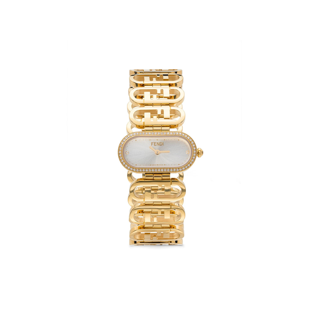 Fendi Diamond Oval Automatic Watch – Gold & White