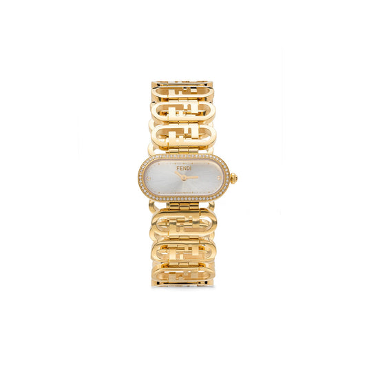 Fendi Diamond Oval Automatic Watch – Gold & White