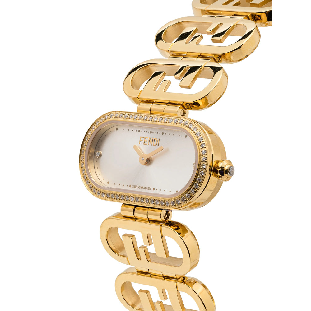 Fendi Diamond Oval Automatic Watch – Gold & White