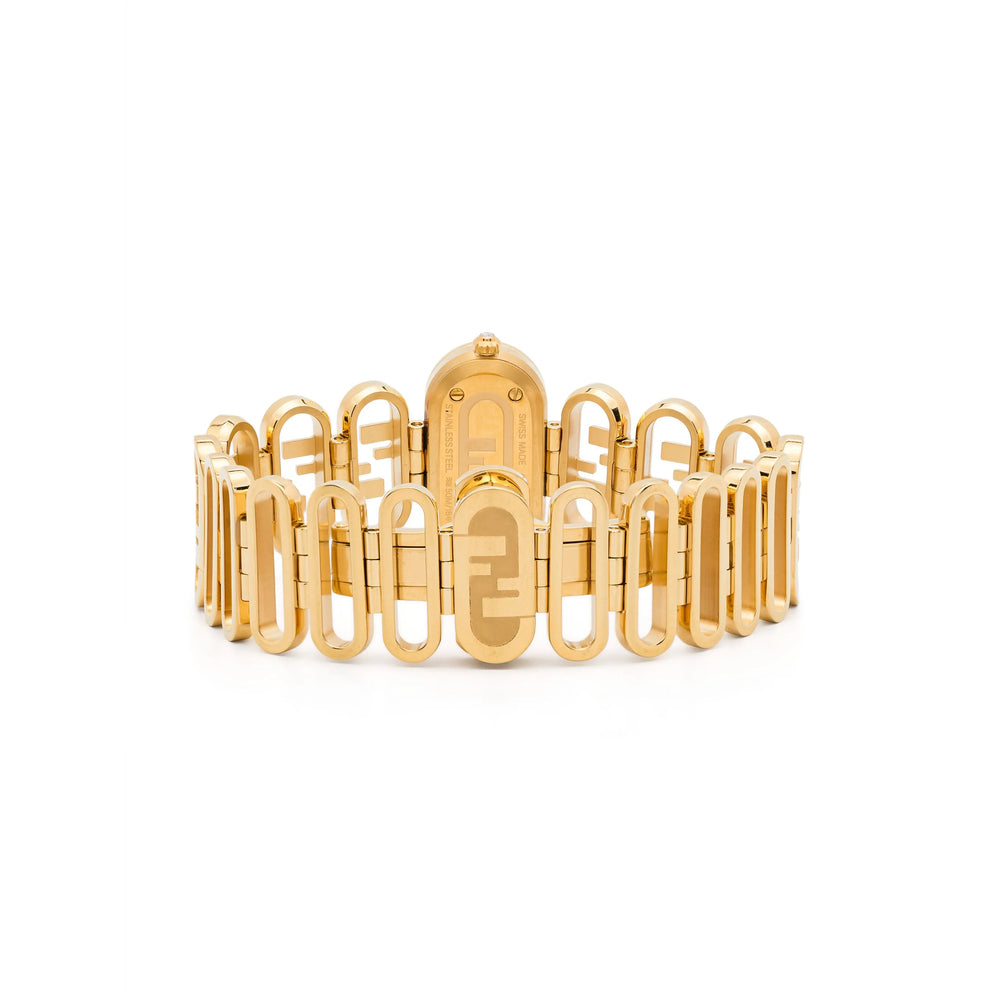 Fendi Diamond Oval Automatic Watch – Gold & White