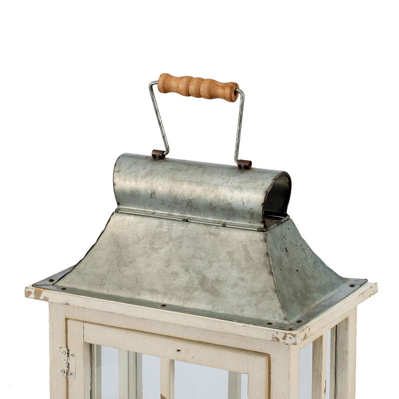 Ashford Ivory Wooden Hurricane Lantern Set
