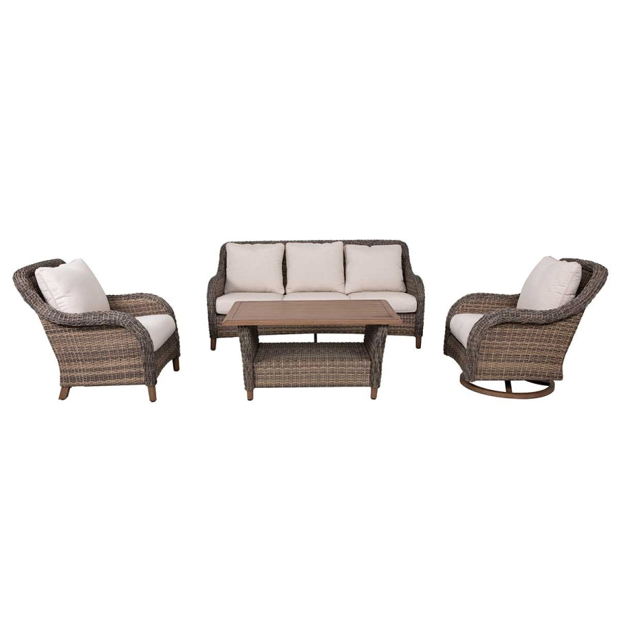 The Mitchell 4-Piece Wicker Outdoor Luxury Sofa Set with Swivel Rocking Chairs
