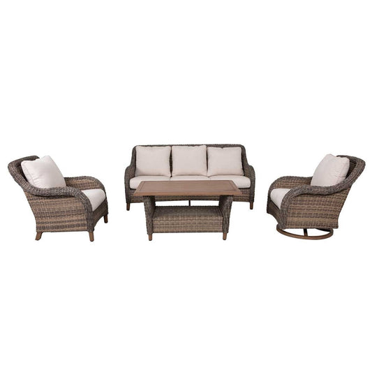 The Ashbourne All-Weather Wicker Outdoor Seating Collection with Swivel Rocking Chairs