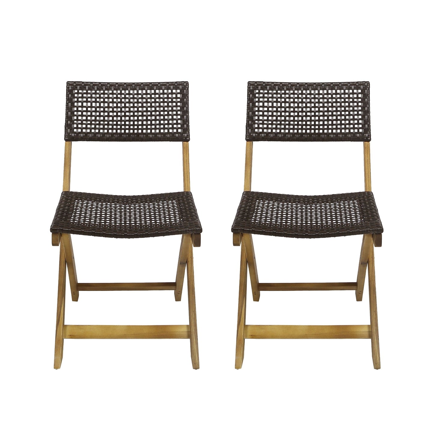 Bistro Foldable Chair With Wicker Backrest