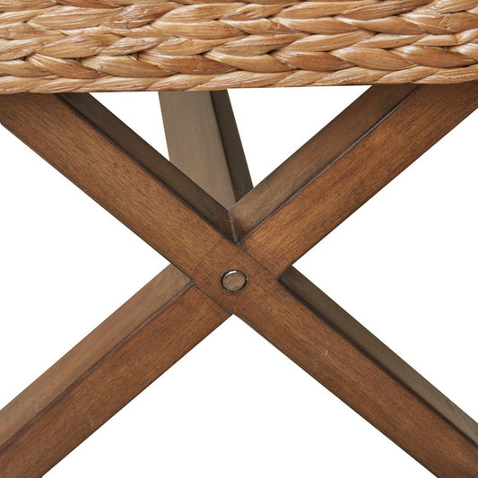 Bench With Water Hyacinth Seat - Brown