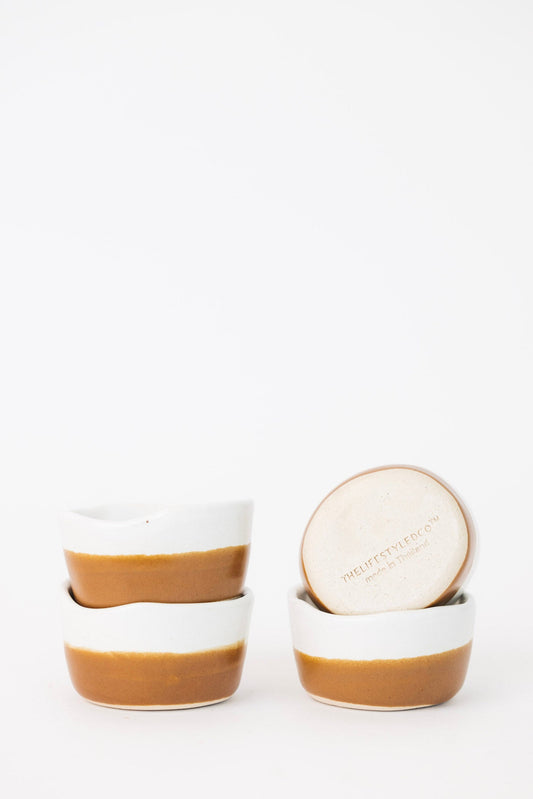 Waylon Pinch Bowl - Brown/White - Set of 4