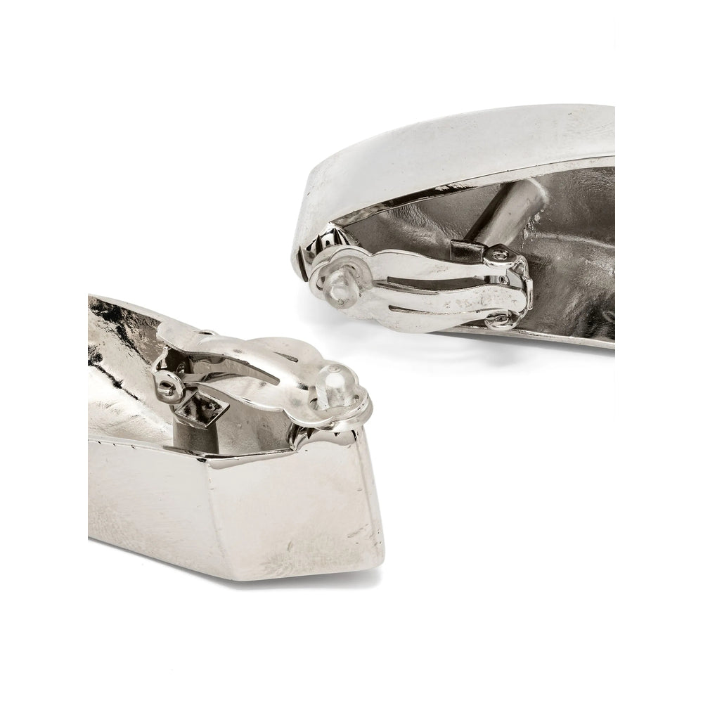 Saint Laurent Sculpted Drop Earrings – Palladium Silver