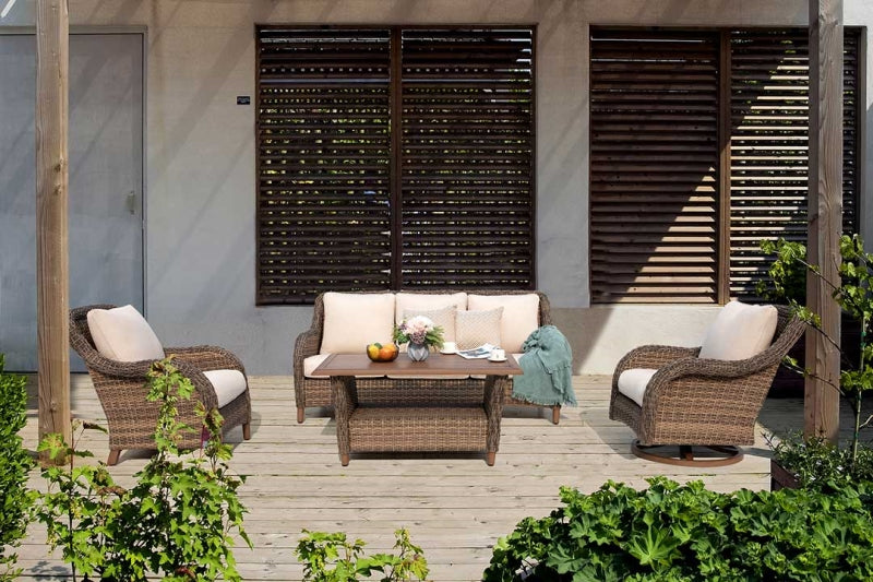 The Mitchell 4-Piece Wicker Outdoor Luxury Sofa Set with Swivel Rocking Chairs