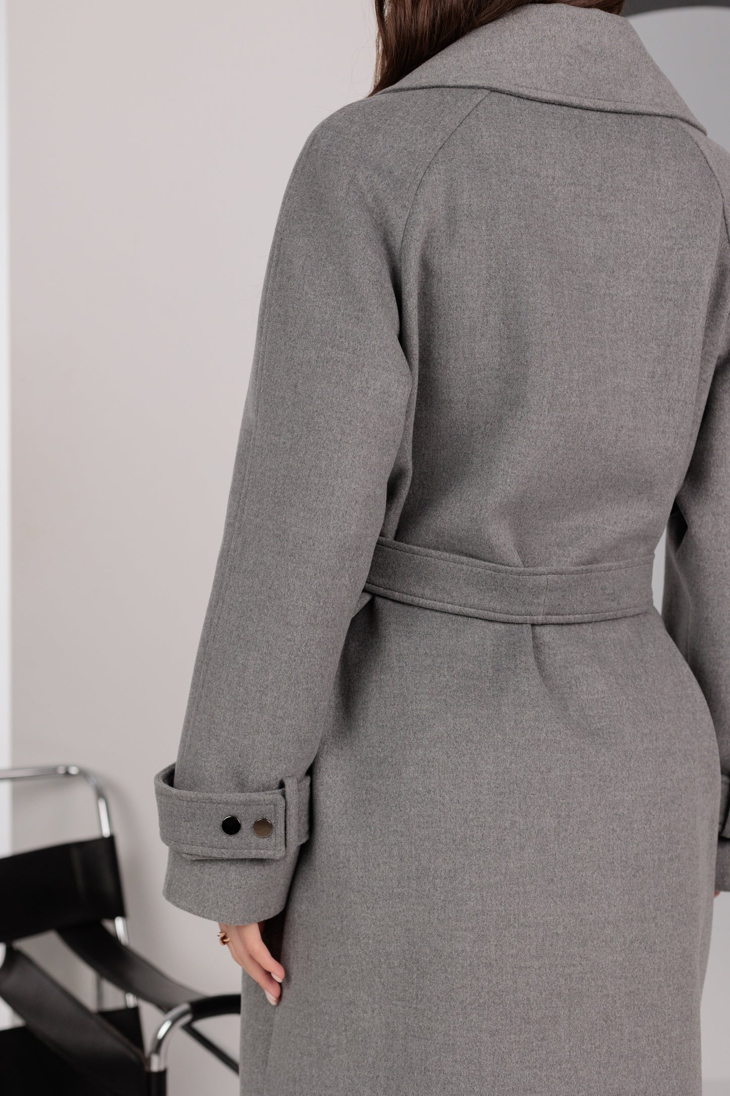 Karina Belted Wool Cashmere Blend Overcoat in Grey