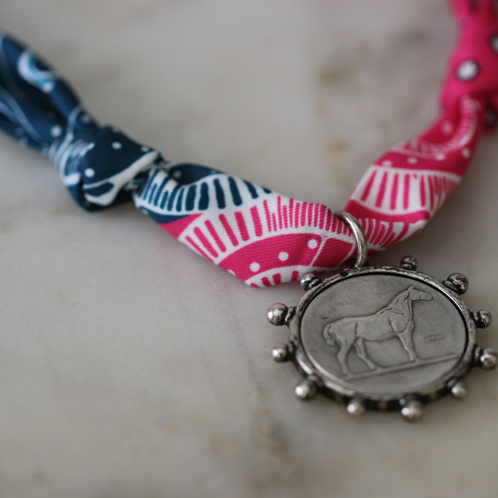 Rodeo Scarf Necklace - Horse Pendant Charm