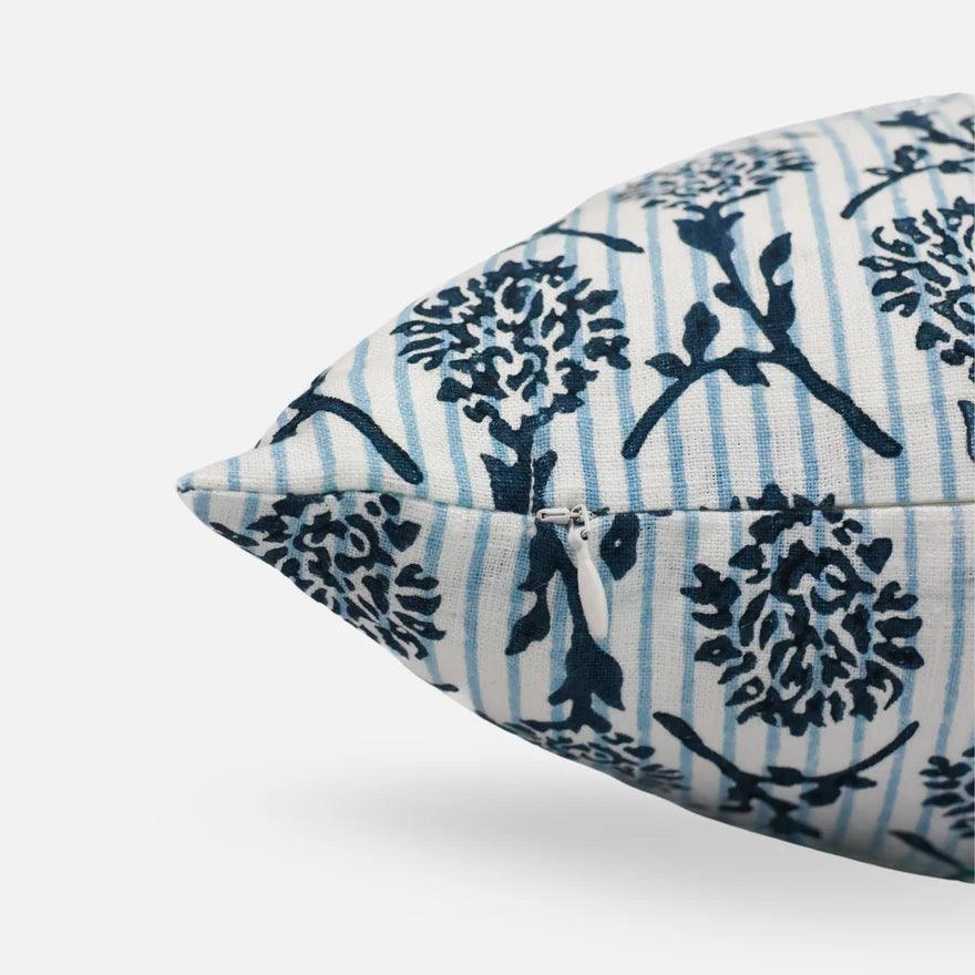 The Azure Garden Linen Throw Pillow Cover