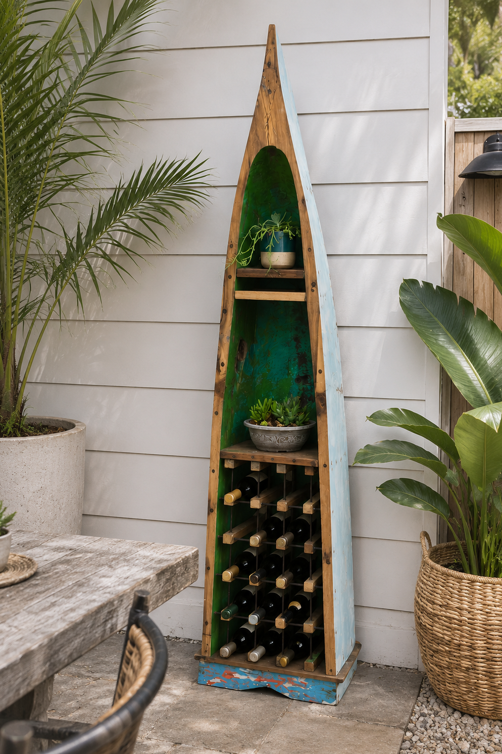 The Bali Reclaimed Fishing Canoe Shelf — One of a Kind