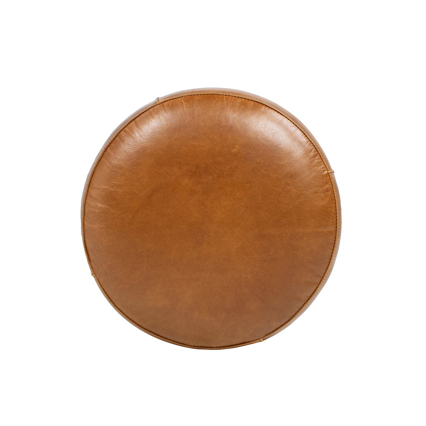 Nico Camel Saddle Leather & Brass Ottoman