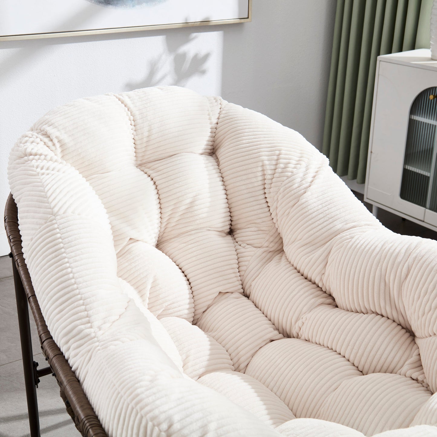 Rocking Chair Rattan Cushioned Seat White