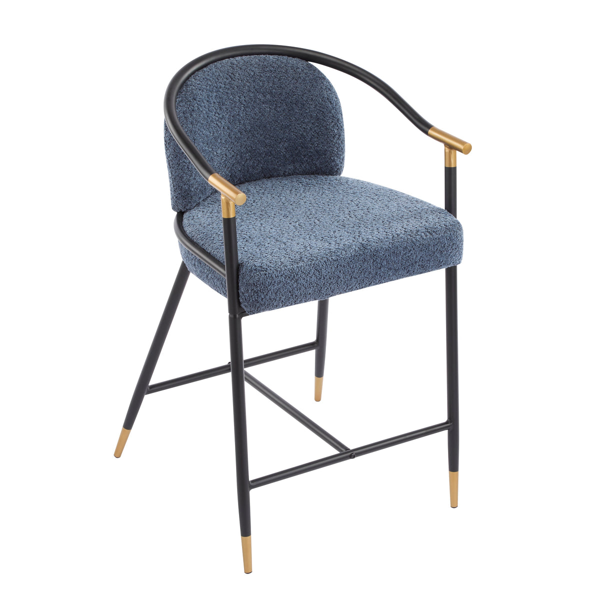 The Harbor Bar Navy & Brass Counter Stools — Set of 2