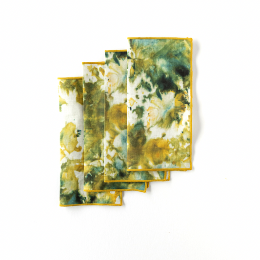 S/4 Green Marble Cocktail Napkin
