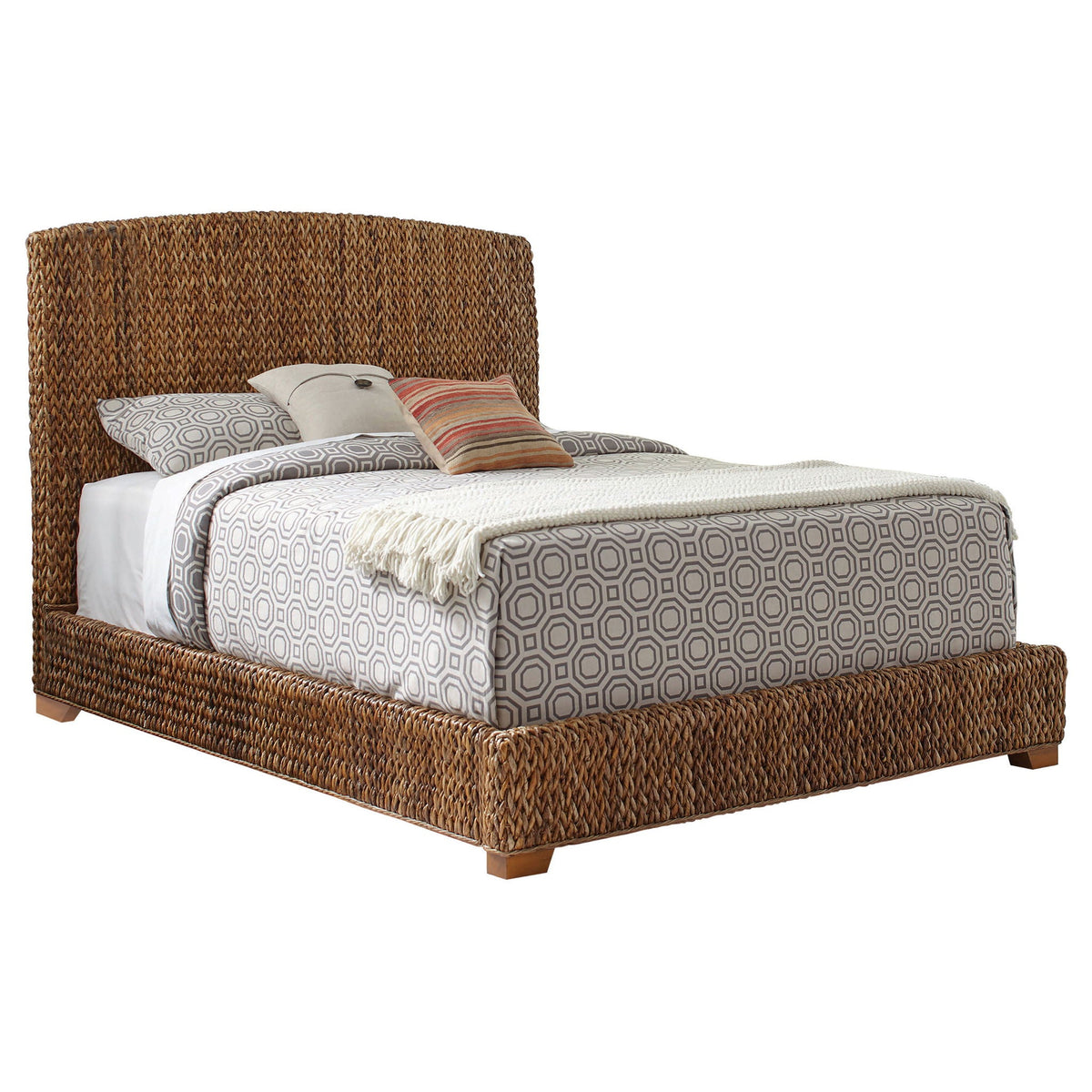 The Harbor House Woven Banana Leaf Queen Bed — Amber