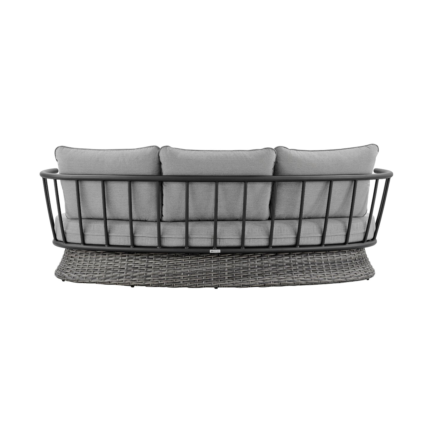 Outdoor Sofa with Wicker and Aluminum Frame with Black and Gray Cushions