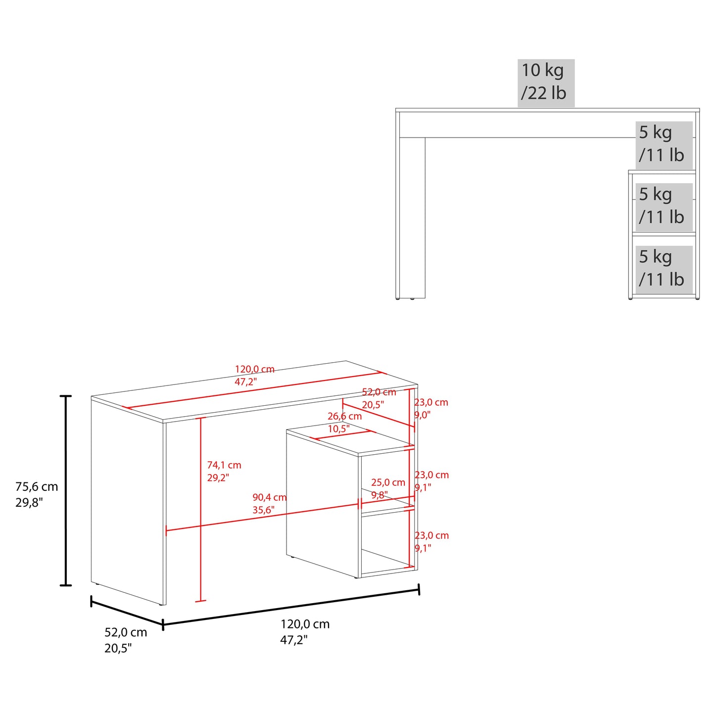 Harbor House Solid 47' Natural Oak Wide Four Shelves Home Office Desk