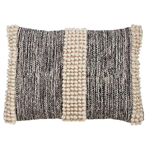 Natural Pom-Pom Stripe Cotton Throw Pillow