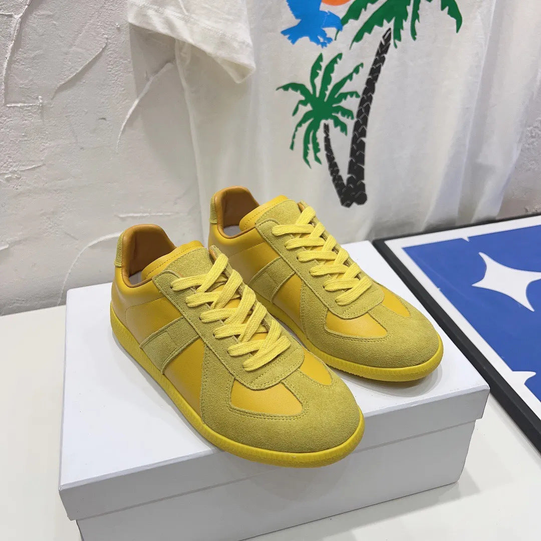 Premium Genuine Leather Casual Sneakers - Unisex Breathable Lace-Up Shoes