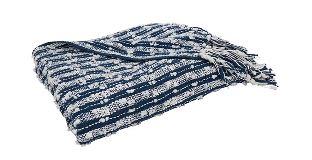 The Harbor Stripe Cotton Throw — Navy