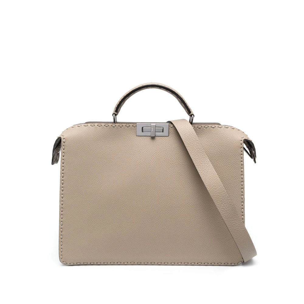 Fendi Selleria Leather Tote Bag – Taupe Grey