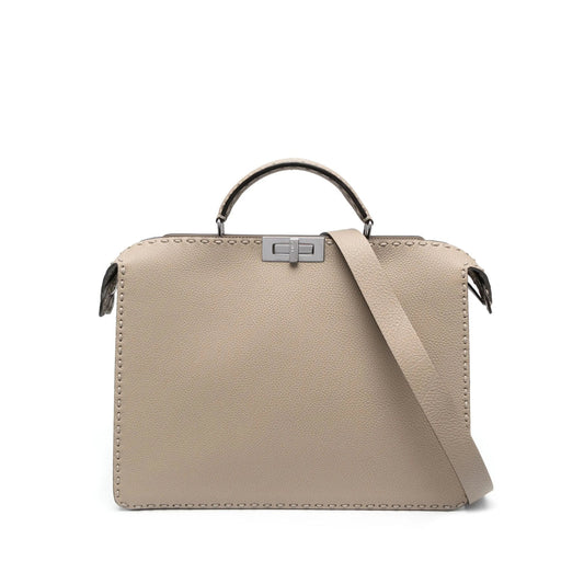 Fendi Selleria Leather Tote Bag – Taupe Grey