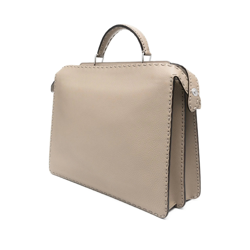Fendi Selleria Leather Tote Bag – Taupe Grey
