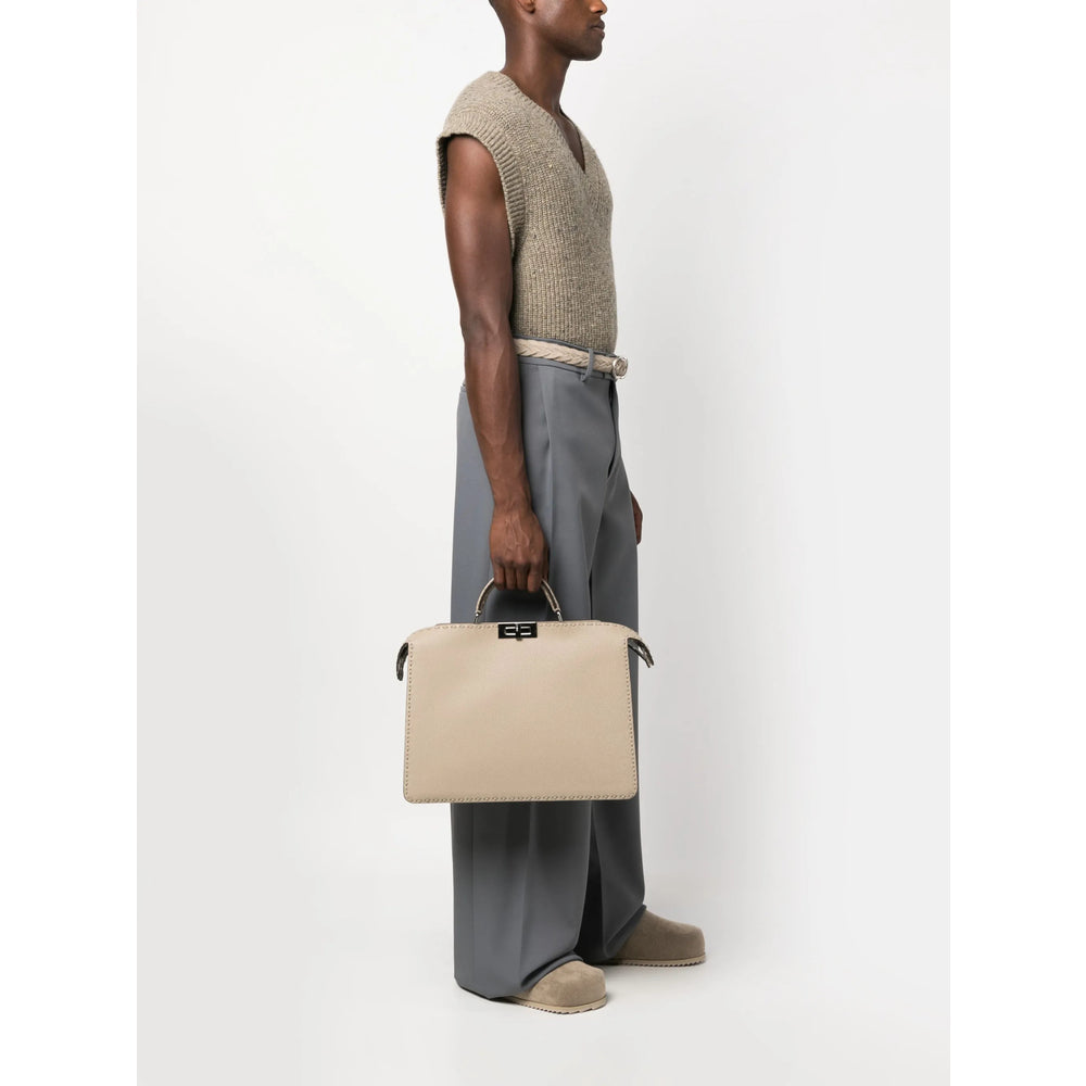 Fendi Selleria Leather Tote Bag – Taupe Grey
