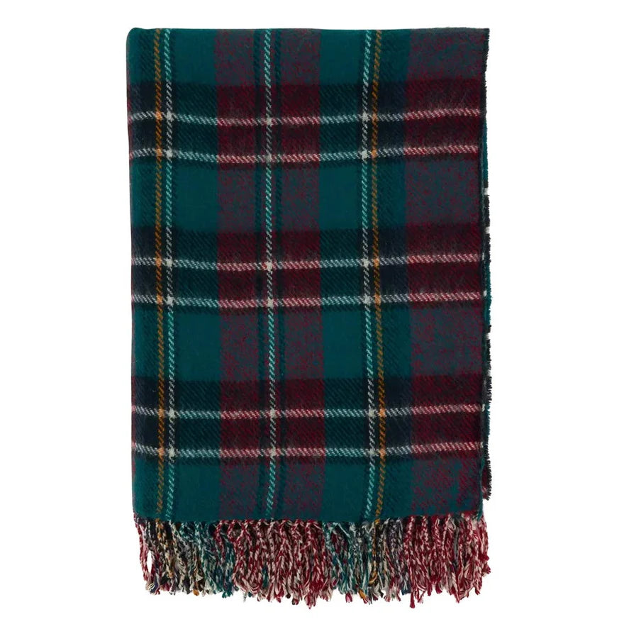 The Foxcroft Reversible Plaid & Herringbone Fringe Throw Blanket