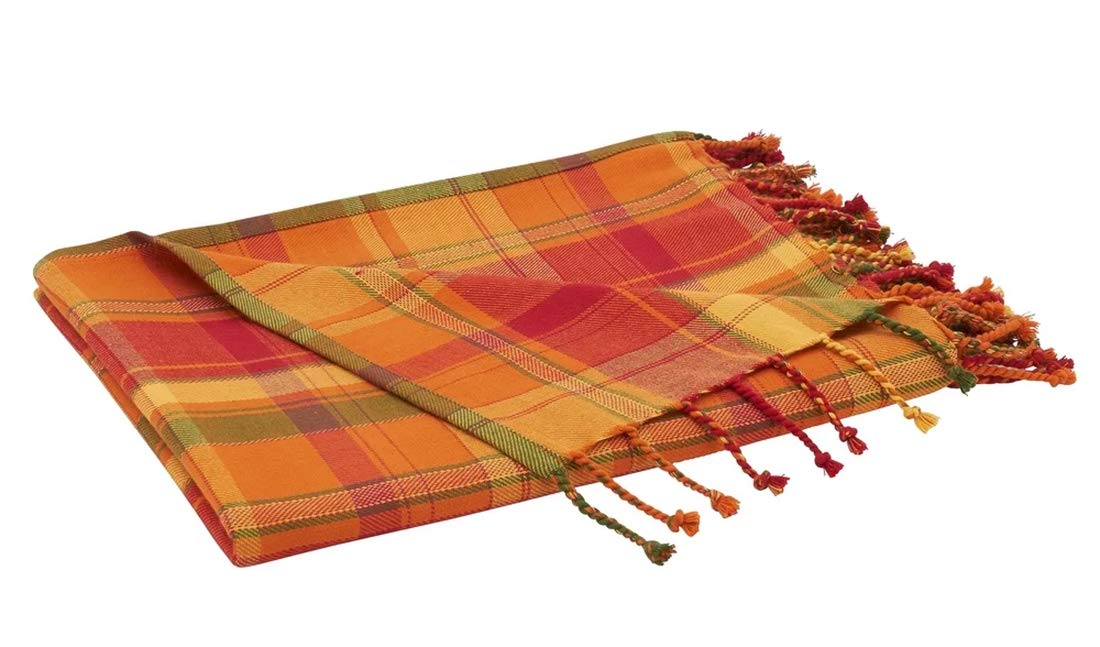 Hawthorne Hunt Plaid Tassel Throw | Terracotta & Estate Green