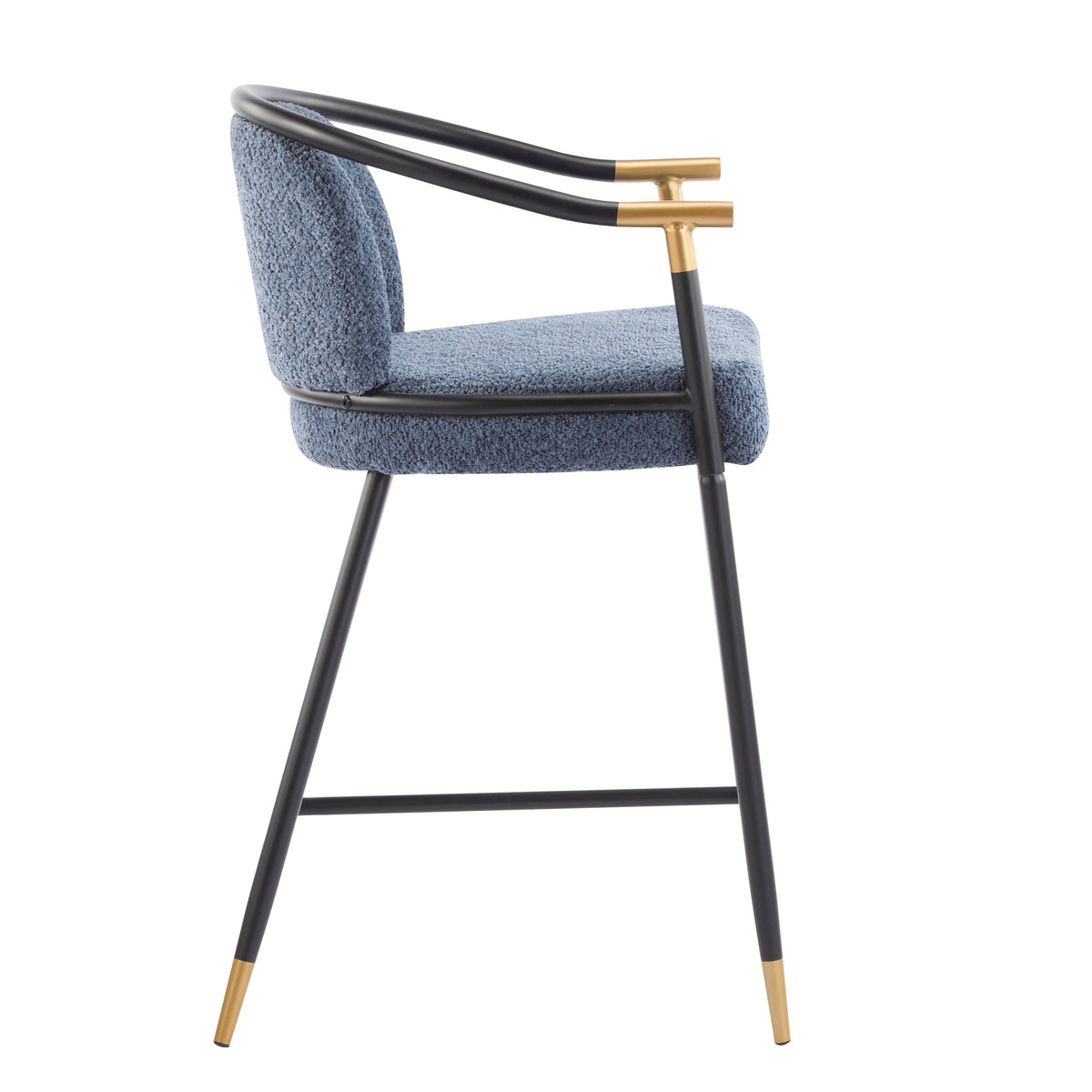 The Harbor Bar Navy & Brass Counter Stools — Set of 2