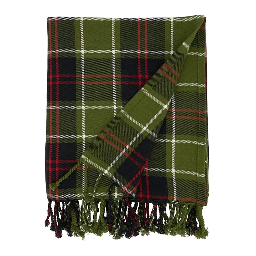 The Bridle Glen Plaid Tassel Throw Blanket
