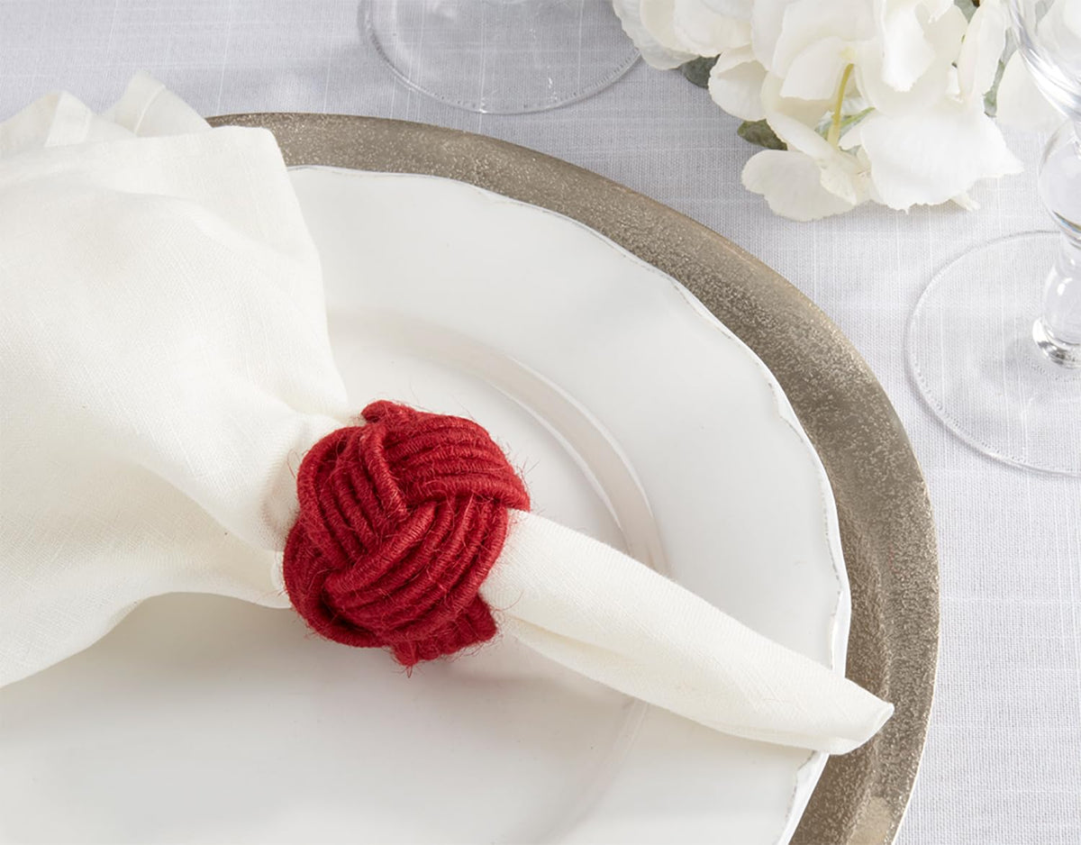 The Harbor Braided Jute Napkin Rings — Set of 4
