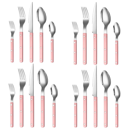Khen Pink Cutlery Set of 20 –18/8 Stainless Steel Flatware