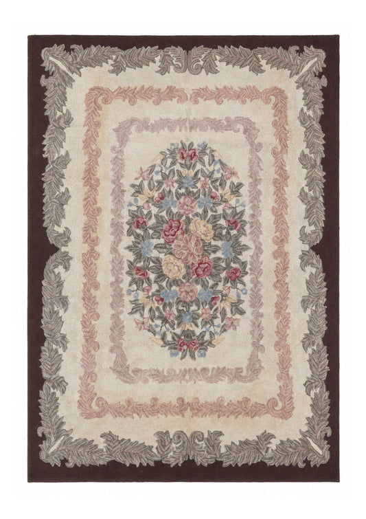 American Hand Hooked Rug 9x12, Vintage Aubusson Carpet, Wool