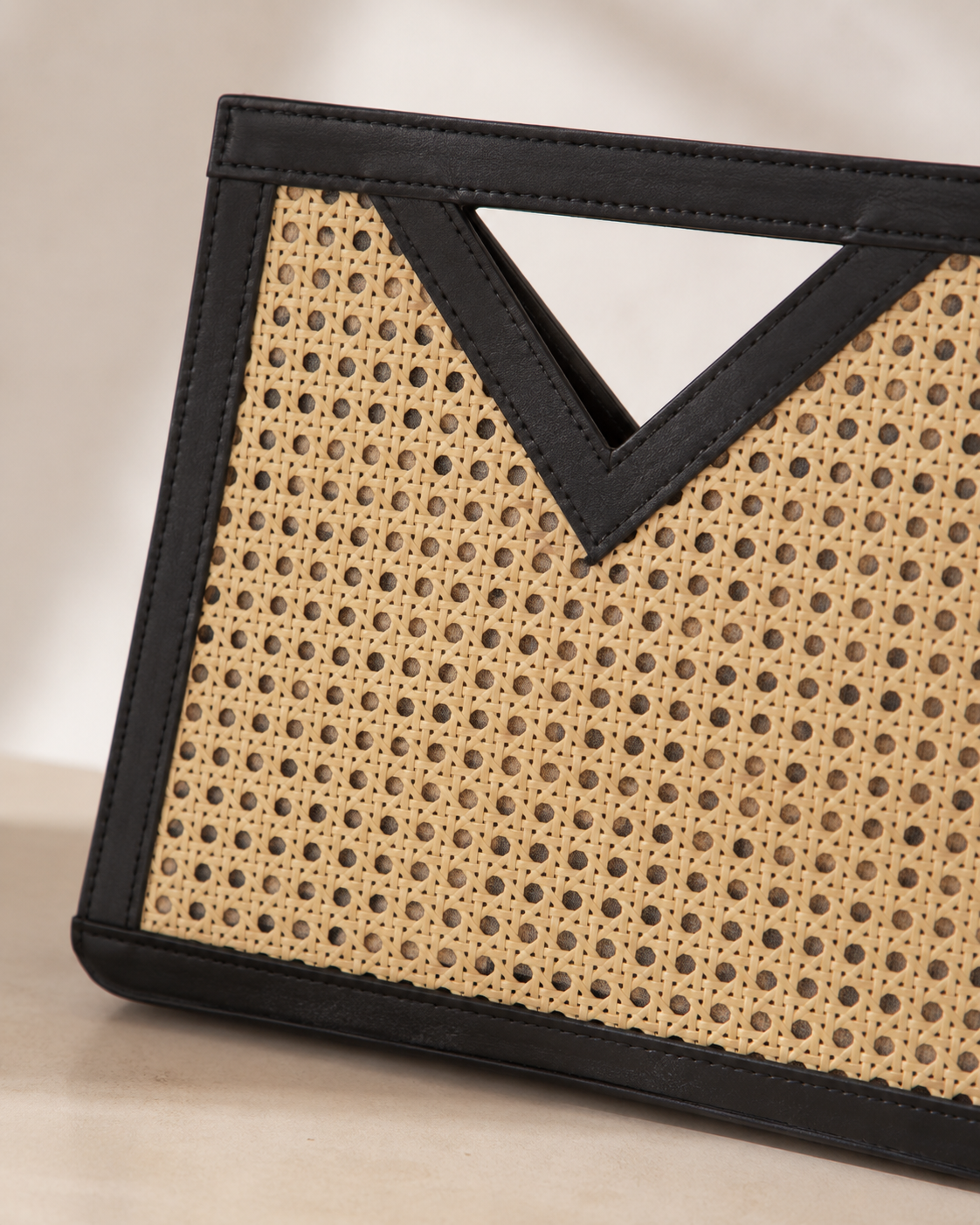 Raja Leather and Cane Handbag