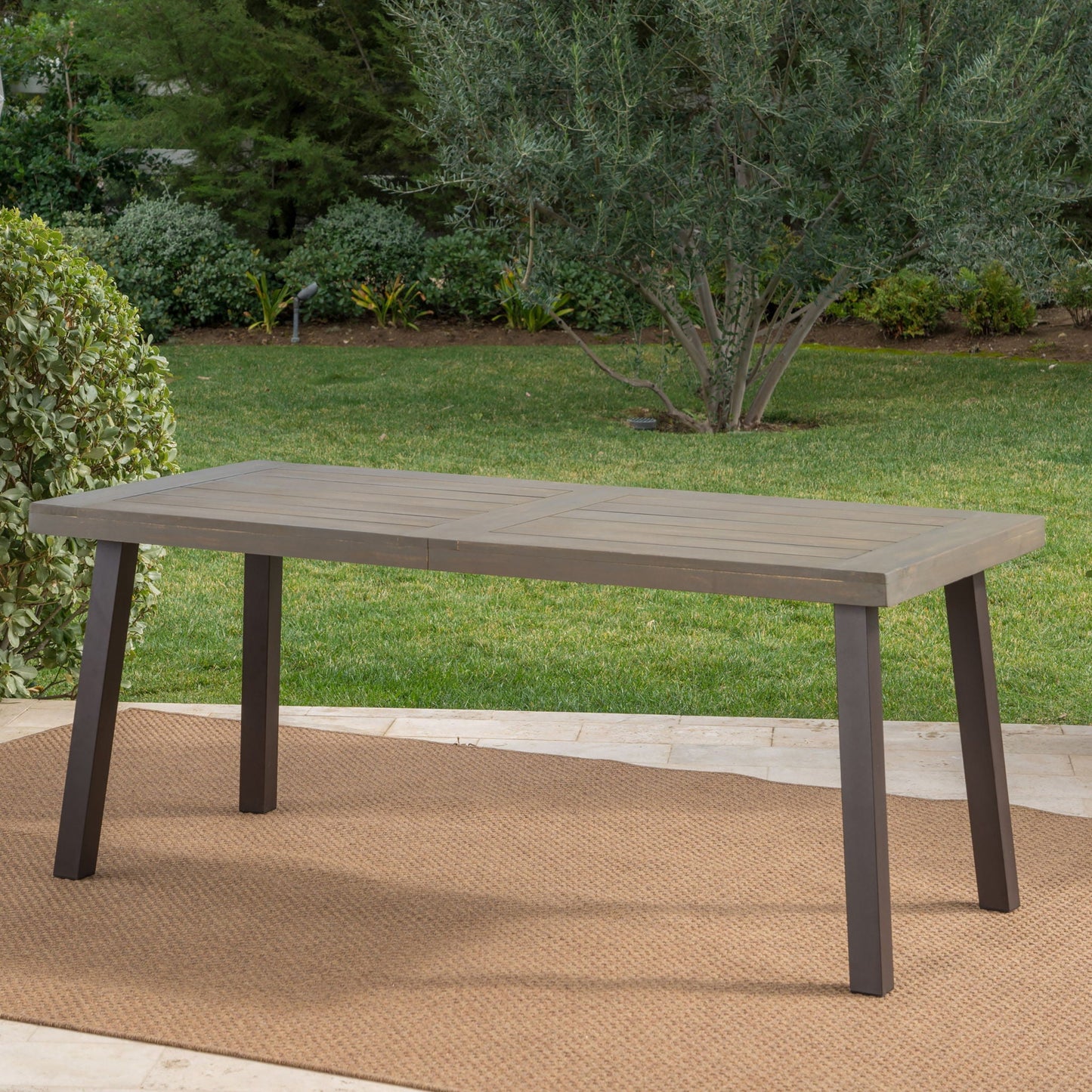 Acacia Wood Dining Table With Slat Design