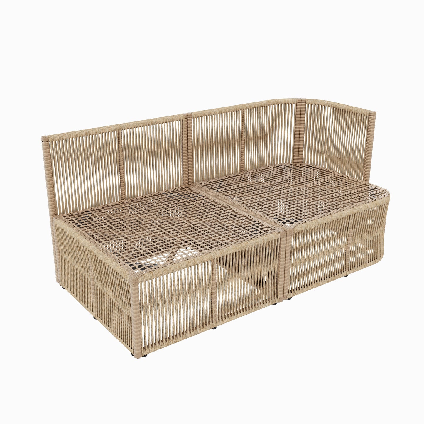 Outdoor Patio Set Rattan Dark Beige Iron Frame Conversation Sofa
